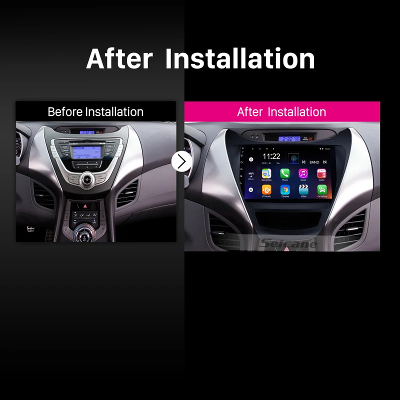 Flash Deal Seicane 2Din 9 Inch Android 8.1 Car Radio Head Unit For 2011 2012 2013 Hyundai Elantra GPS Multimedia Player Support Wifi RDS 5