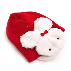 Ухо лоскут зимняя теплая шапка берет Кепки для маленьких Дети Обувь для мальчиков девочек крючком Кролик