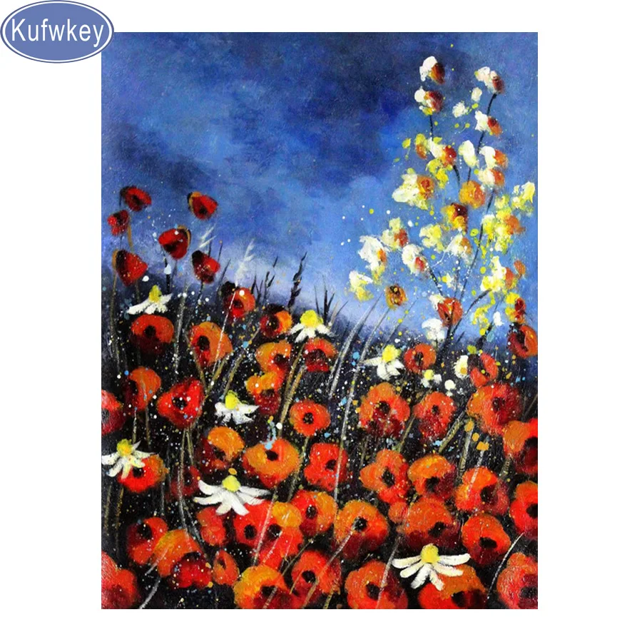 

full Diamond Embroidery,poppy painting,Diamond Painting Landscape,Cross Stitch kits,3D,Diamond Mosaic,Decoration