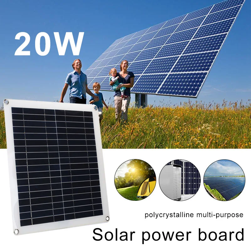 

20W Solar Charging Equipment Camp Outdoor Solar Energy Reusable Phone Charger Module Car Solar Cells Durable Powered