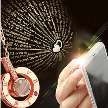 200 Pieces 100 languages I love you Rose Gold&Silver Projection Pendant Romantic Love Memory Wedding Necklace Wholesale