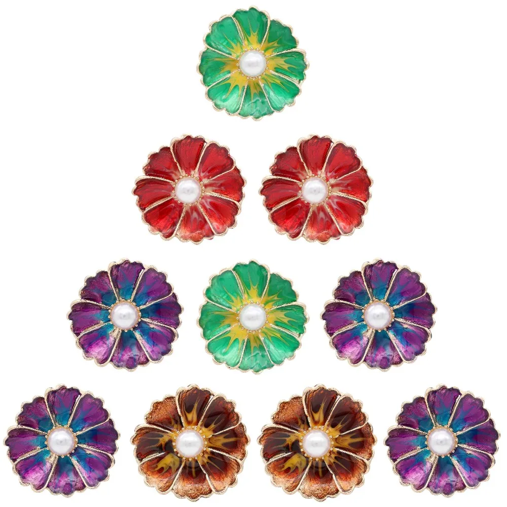 

10PCS High Quality 18mm Snap Button Jewelry Big Lotus Flower with pearl Snap Buttons Fit Snap Braceletsfor Women Snaps Jewelry