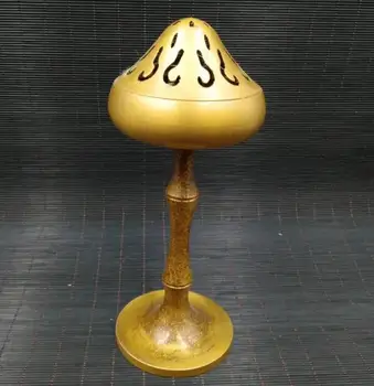 

Chinese Pure brass Lotus bamboo Incense burner Feng shui furnishing articles