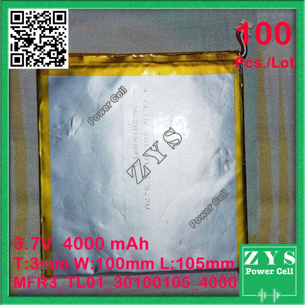 US $1.803.20 100 pcsLot Safety Packing 37V 4000mah Liion battery for Tablet PC with 5 pin connector 30100105mm 4000 mah