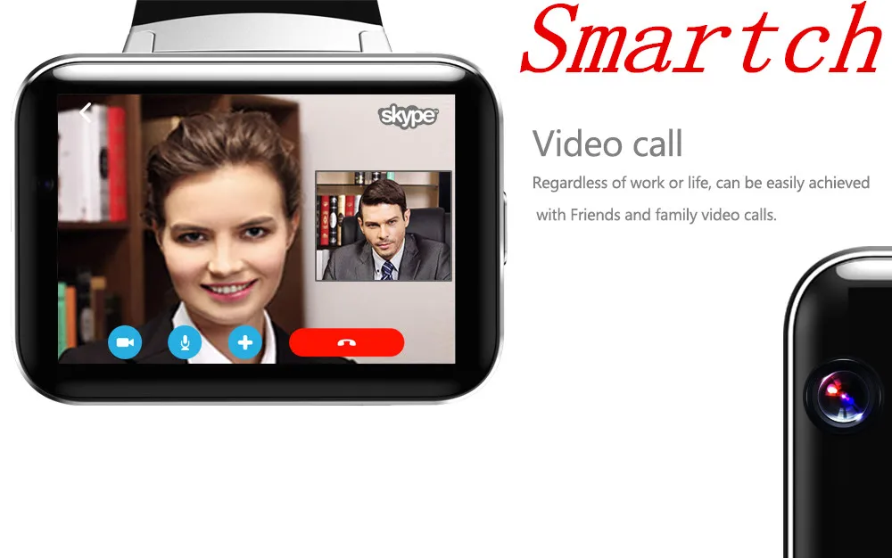 

Smartch DM98 WCDMA GPS Bluetooth Smart Watch 2.2 inch 3G Smartwatch Phone MTK6572 900mAh Battery 1.2GHz 4GB ROM Camera Android 4