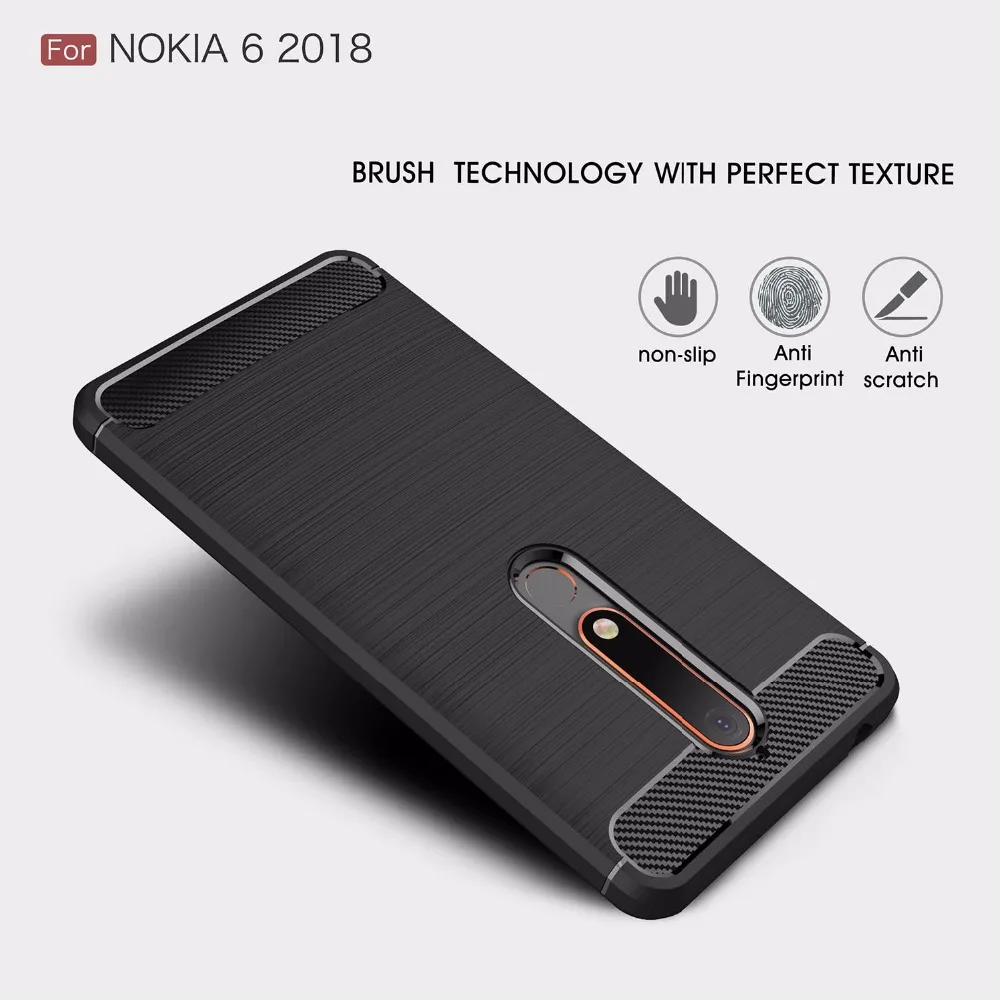buy For Nokia 6 2018 case Luxury Brushed Carbon Fiber Soft TPU Silicone Back Cover For Nokia 2 3 5 7 8 9 Matte case TA 1068 TA 1050
