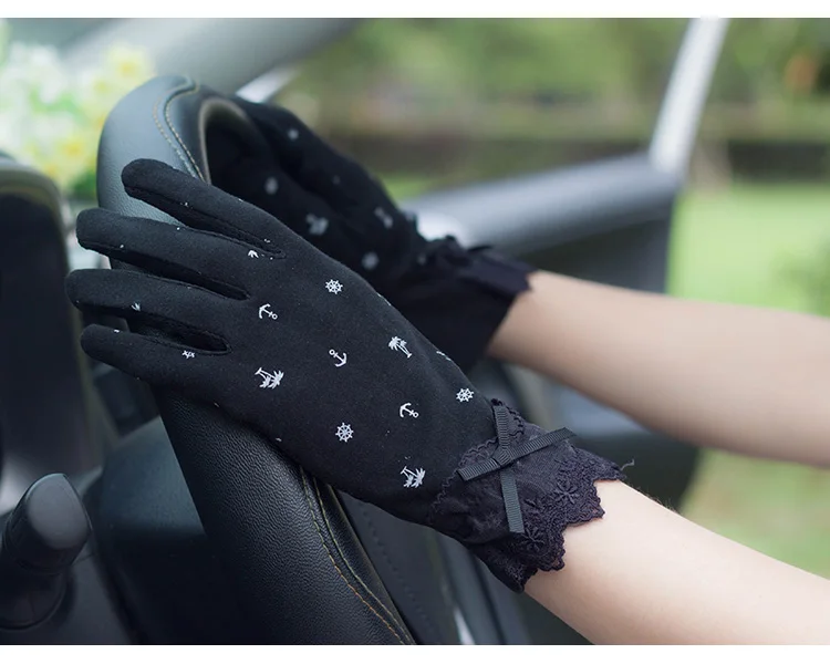 Женские перчатки Лето солнцезащитные перчатки женский тонкий натуральный хлопок с модным принтом для вождения нескользящей Анти-УФ