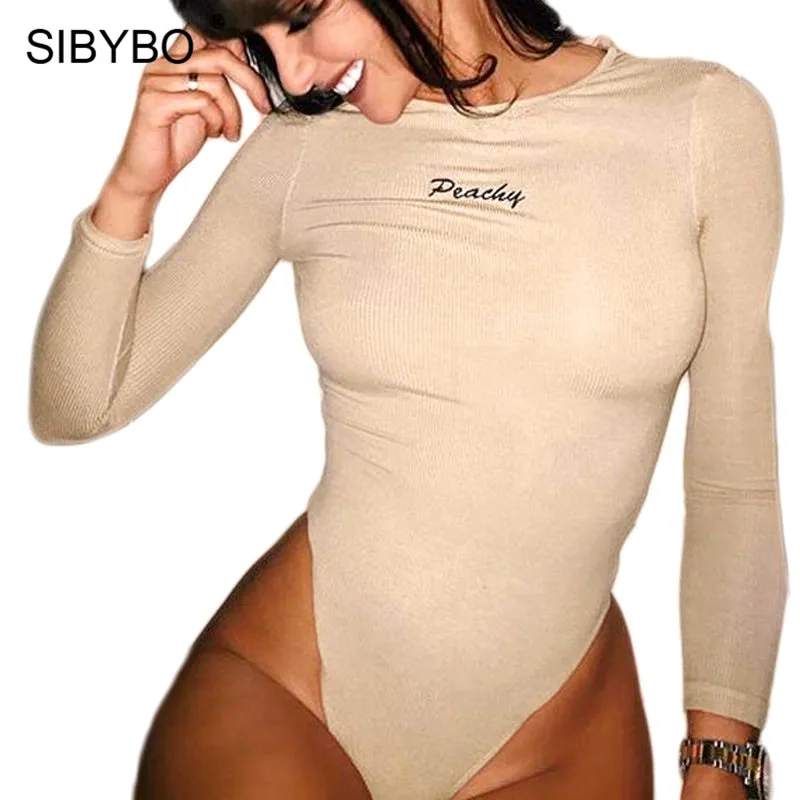 

Sibybo Letter Print Cotton Sexy Rompers Womens Jumpsuit Autumn Winter Long Sleeve Casual Bodysuit Women Skinny Ladies Bodysuits