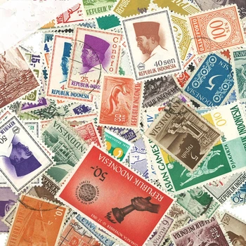 

50Pcs/Bag Indonesia Stamps All Different NO Repeat Unused Marked Postage Stamps for Collecting