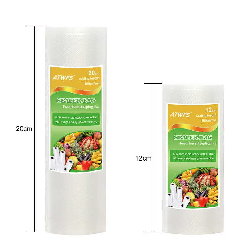ATWFS вакуумный упаковщик для пищевых продуктов, упаковочная машина, включающая 15 пакетов и рулонов для вакуумных пакетов 20 см X 500 см+ 12 см X 500 см