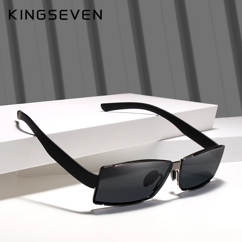 

KINGSEVEN Brand Design Rimless Polarized Sunglasses Men Driver Shades Male Sun Glasses For Men Rectangle UV400 Oculo