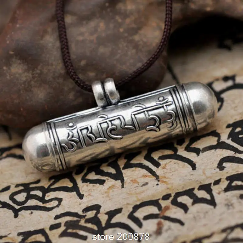 T9041 Tibetan Six Words Mantra Gau Prayer box Nepal 925 Sterling Silver ...