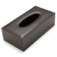 Portable Leather Rectangular Tissue Cover Box Holders Case Pumping Paper Hotel Home Car Gift Brown 1