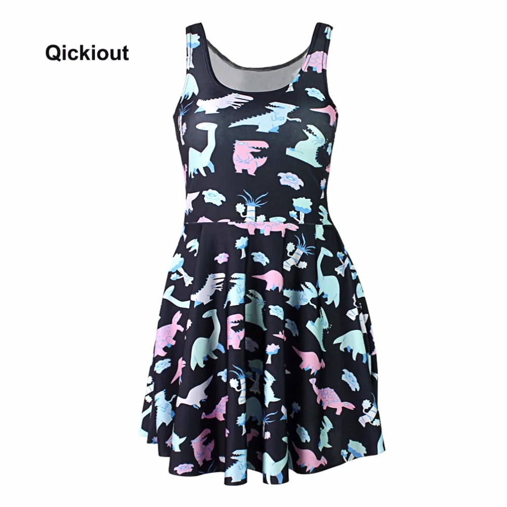 

Top Sale Sexy dress Hot Women Dress Digital Print Cartoon Dinosaur Dresses Sleeveless Beach Hot DRESS Drop Ship