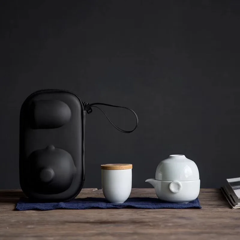 

TANGPIN green ceramic teapot with 2 cups a tea sets portable travel tea sets drinkware