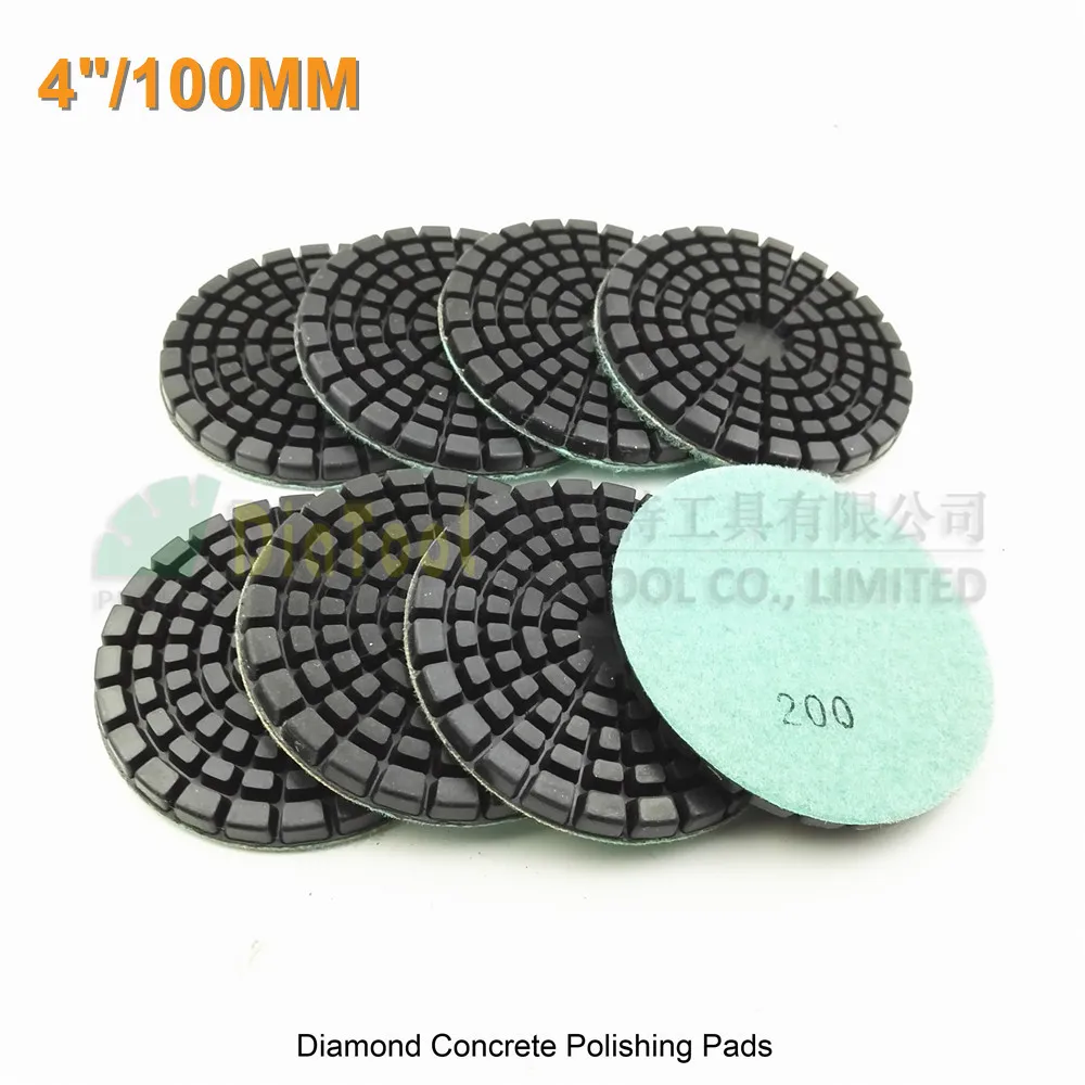 8pcs/pk 100mm diamond concrete floor renew pads Grit #200 concrete sanding discs Resin bond floor polishing pads for beton