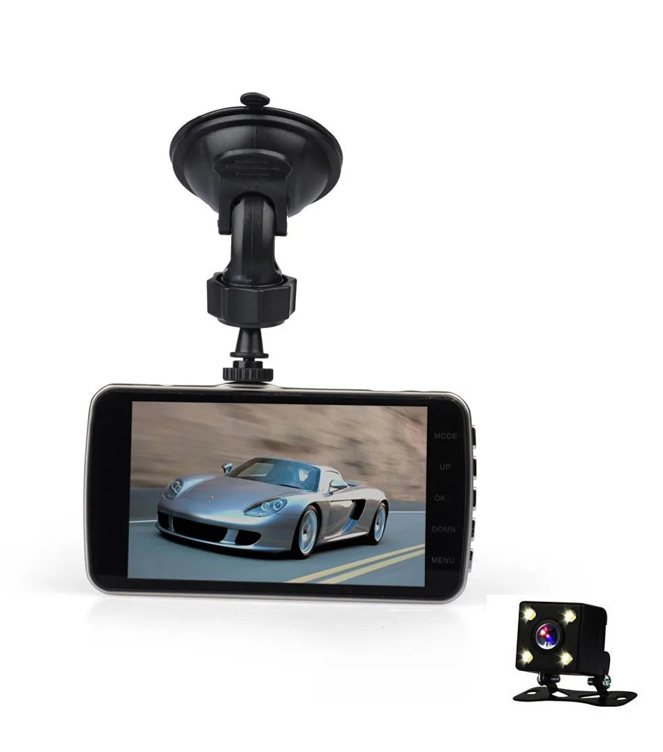 Mini Car DVR H801B With Rear View Camera Dual Lens Dash Cam 4 Inch Full HD 1080P+720P WDR Video Recorder Portable Camcorders-15