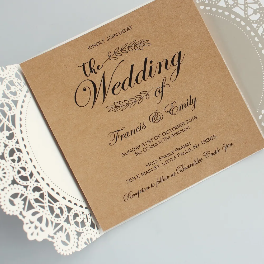  Laser Cut Wedding Invitations Ivory Wedding Invite Sunflower Invitation Cards With Envelope - Set o - 32884896917