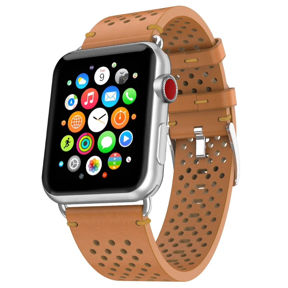 Ремешок HOCO из натуральной кожи для Apple Watch Series 4 3 2 1 Воздухопроницаемый браслет iWatch