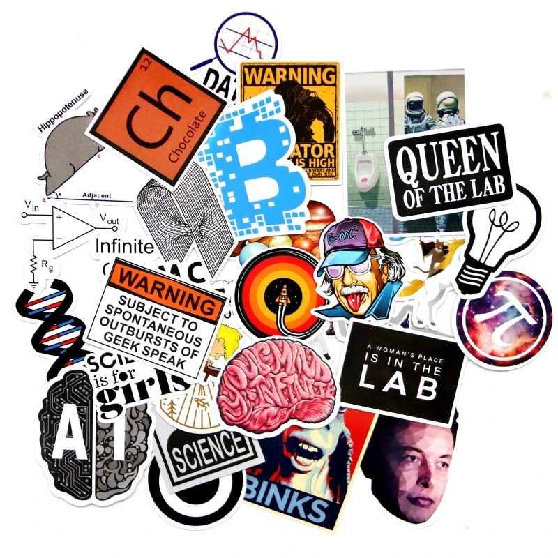 

30 PCS Science Stickers AI binks Astronaut code Cartoon Children Stickers Toys PVC Scrapbook Gifts For Kids