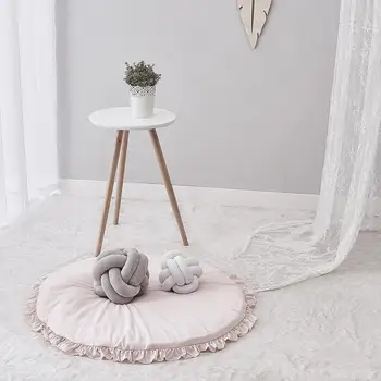 

Solid Color Ruffle Rim Round Crawling Mat Rug Baby Playing Floor Sleeping Rug Cushion Pad Decor