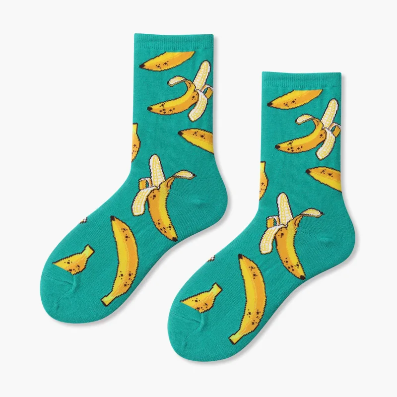 Забавные Женские носочки, европейская уличная мода, цветные носки, оригинальные женские хлопковые носки, Харадзюку каваи, принт с животными - Цвет: Bananas