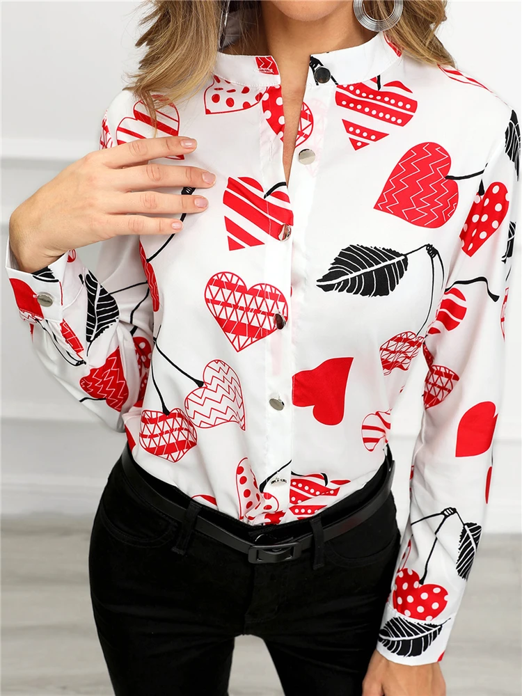 Тренд Женская стильная свободная Модная белая блузка элегантные топы рабочая одежда 11 цветов многоцветная печать с длинным рукавом Повседневная рубашка