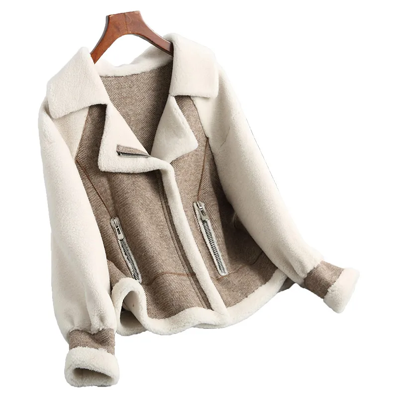 Manteaux Vêtements 2018 De Zt948 Courte Manteau Fourrure Automne Mince Femme Vintage Femmes Light Laine Coréenne Camel Hiver Veste Réel xqBCAwp
