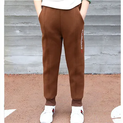 Новые штаны для мальчиков, бархатные детские штаны на осень и зиму в Корейском стиле, плотные длинные штаны - Цвет: Коричневый