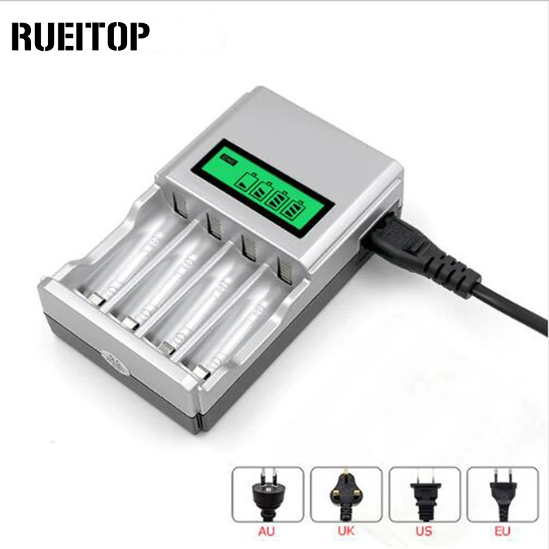 RUEITOP Smart Intelligent LCD Display Charger for NI-MH NI-CD AA AAA Rechargeable Batteries With EU US UK AU Plug | Электроника