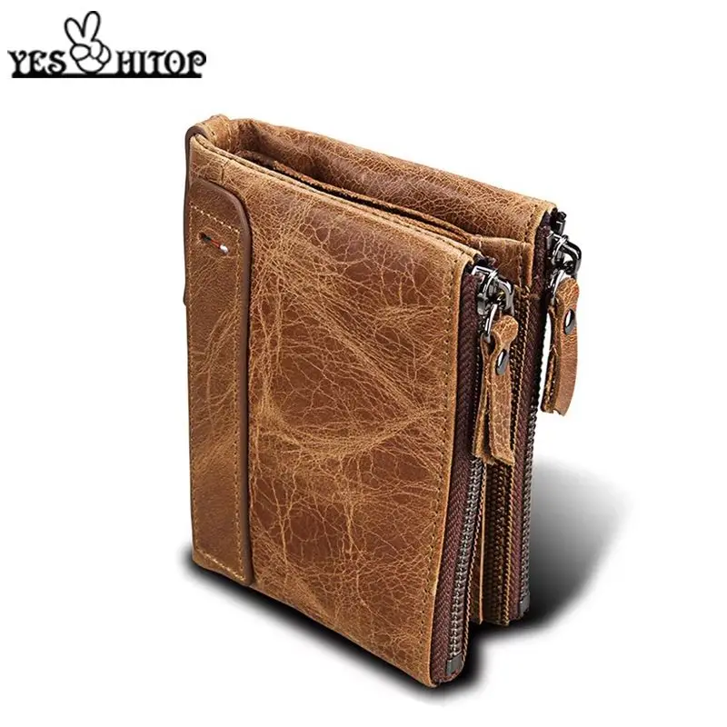 

Wallet men Short purse Genuine Leather Solid
