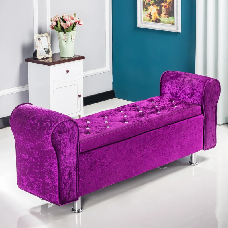 Multifunctional Storage Stool Chair Bedroom Bed End Stool Storage Bench Fabric Shoe Bench Household Sofa Bench Pouf Taburete - Color: T  L120 W40 H40