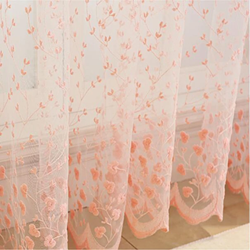 Korean Embroidery Luxury Flowers Lace Bedroom Tulle Drapes Window Treatments Screening Sheer Voile Curtains For Living Room #4