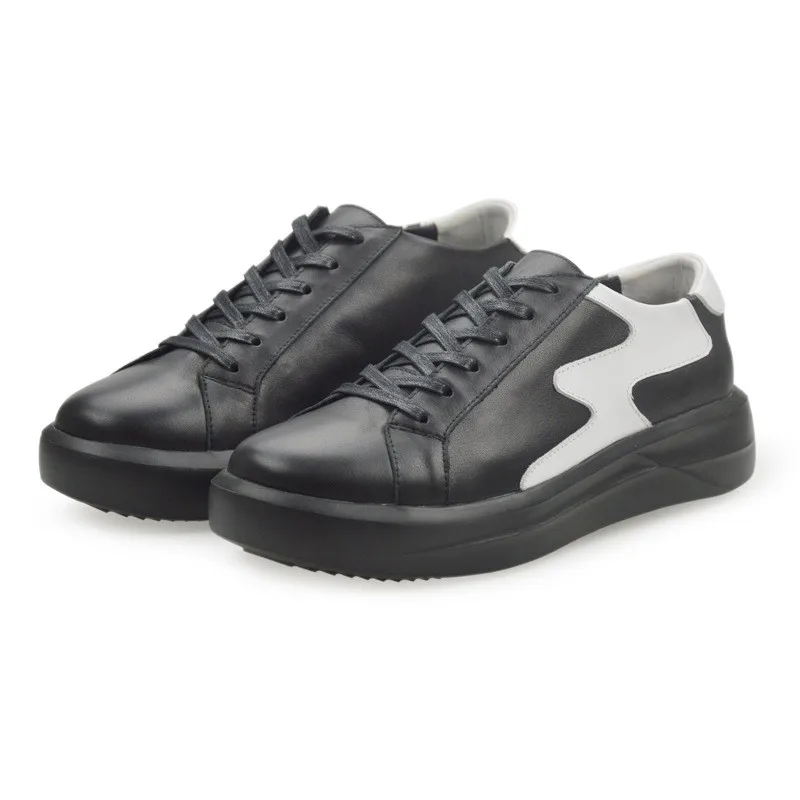 Farben Wohnungen Leder White Plattform Up Marke Mode Lace Gespleißt Casual Low Echtem Schuhe Hop Turnschuhe Gemischt black Dicken Herren Cut Hip pxEqwHYO4