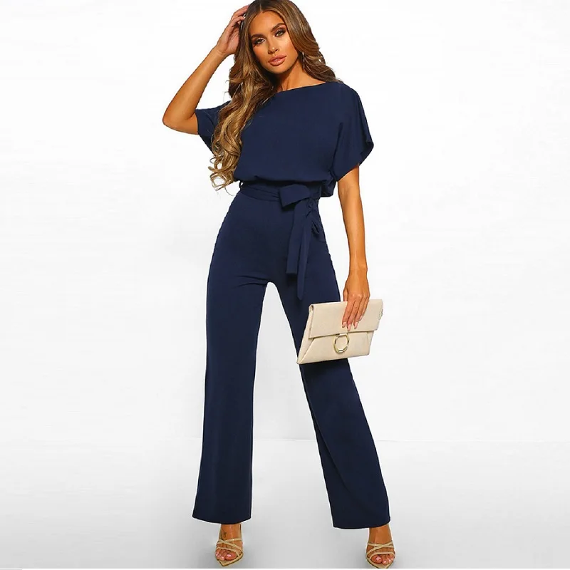 

Black body jumpsuit hot new products jumpsuit women2019 spring and summer fashion with button short-sleeved women's jumpsuit