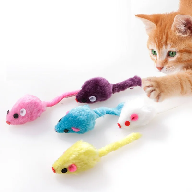 10 шт./партия разноцветный плюш мышь для кошек тренировочный питомец поезд продукт Милая мышь для кошки интерактивная игра игрушки для кошек аксессуары - Цвет: Random Color