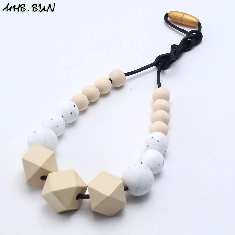 MHS.SUN 1PC food grade baby silicone necklace chewable teether jewelry