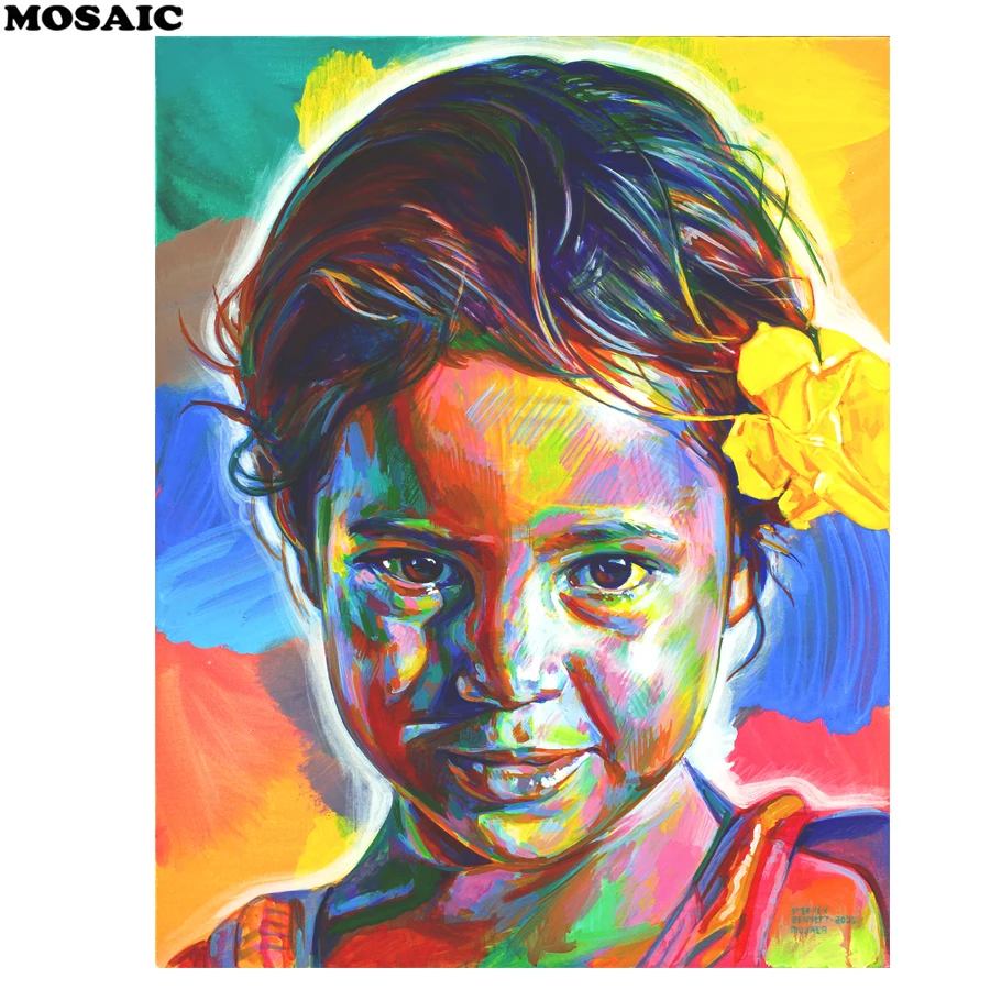 

Diamond Mosaic Portrait 5D DIY Diamond Painting color Girl 3d Picture Of Rhinestone Full Square Drill Diamond Embroidery bead