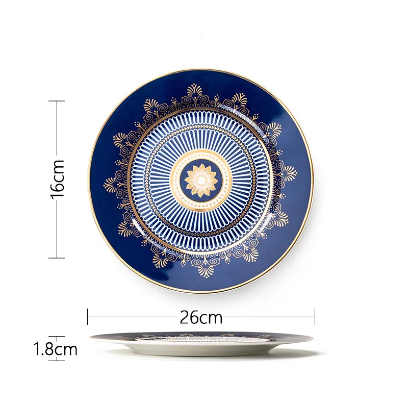 Ins Дворцовый стиль набор для декорирования квартиры тарелка круглая керамическая плоская тарелка стейк десерт Оригинальная тарелка для фруктов Европейское западное блюдо