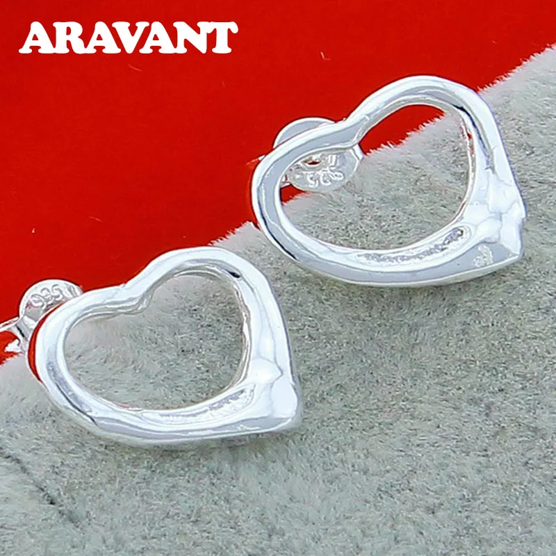 

925 Silver Jewelry Heart Stud Earrings For Women Bridal Wedding Jewelry Gifts