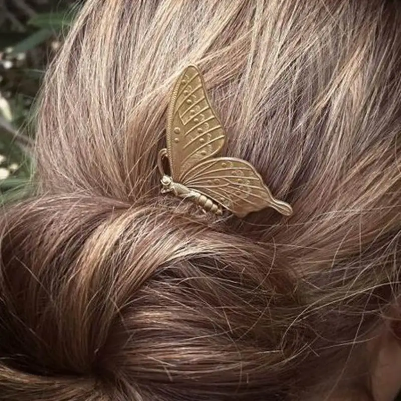

Retro Women Silver & Gold Plated Butterfly Hair Combs Fashion Elegant Insect Shaped Animal Hair Accessories