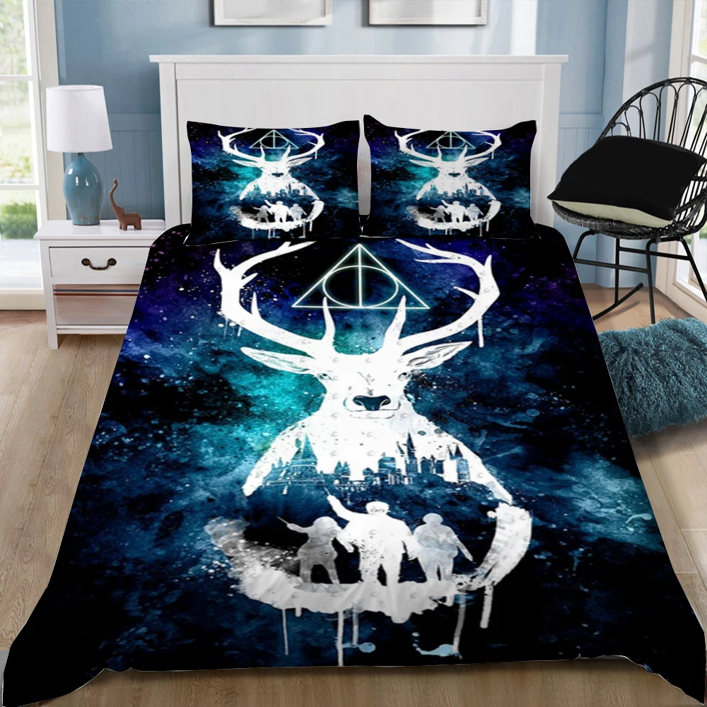

Home Textiles 3PCS 3D Harry Potter Cartoon Design Digital Printing Bedding Set Duvet Cover Pillowcase Dropshippig blue boy gife