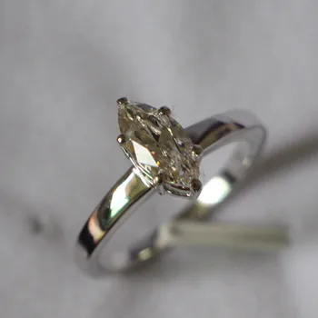 

Genuine 18K 750 White Gold 1Ct Solitaire Marquise-Cut Diamond Engagement Bridal Ring Nice Quality Jewelry Gift for Her