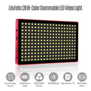

Portable Bi-Color LED Video selfie studio camera Light photo 3200K-5600K CRI 97+ 16W Lamp Photography lighting with OLED Display