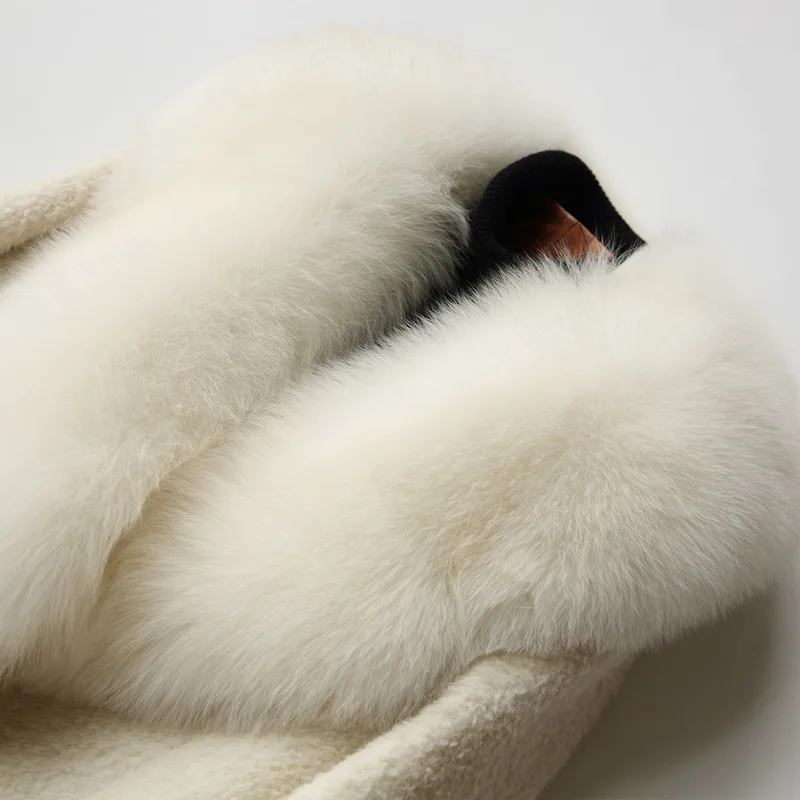 Wool coat's women fox fur collar good qulity Woolen coat winter outerwear women long section overcoat new clothing New Arrival