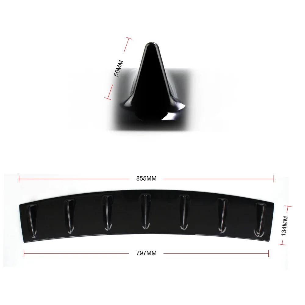 Универсальный 3/5/7 плавник из АБС-пластика для хвостовой части автомобиля крыло нижней задней части тела спойлер в виде акульего плавника для диффузор, губа на задний бампер спойлер накладка RS-LKT025