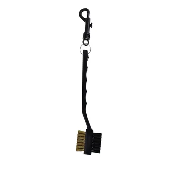 

Useful Golf Club Cleaner Double Side Copper Plastic Brush Portable Buckled Grooves Handle Ball Shoes Cleaning Tool