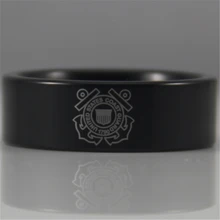 Envío gratis ygk joyería de las ventas calientes 8mm negro tubería de guardacostas de diseño nuevo tungsten anillo comfort fit