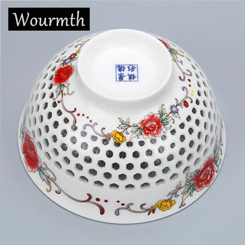 Высококачественная керамическая миска Wourmth с отверстиями сине белая фарфоровая
