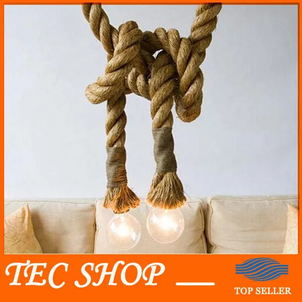 

JH LOFT INDUSTRIAL Toronto Manila 3M Rope Ceiling Lights Chandeliers RUSTIC vintage hemp rope light